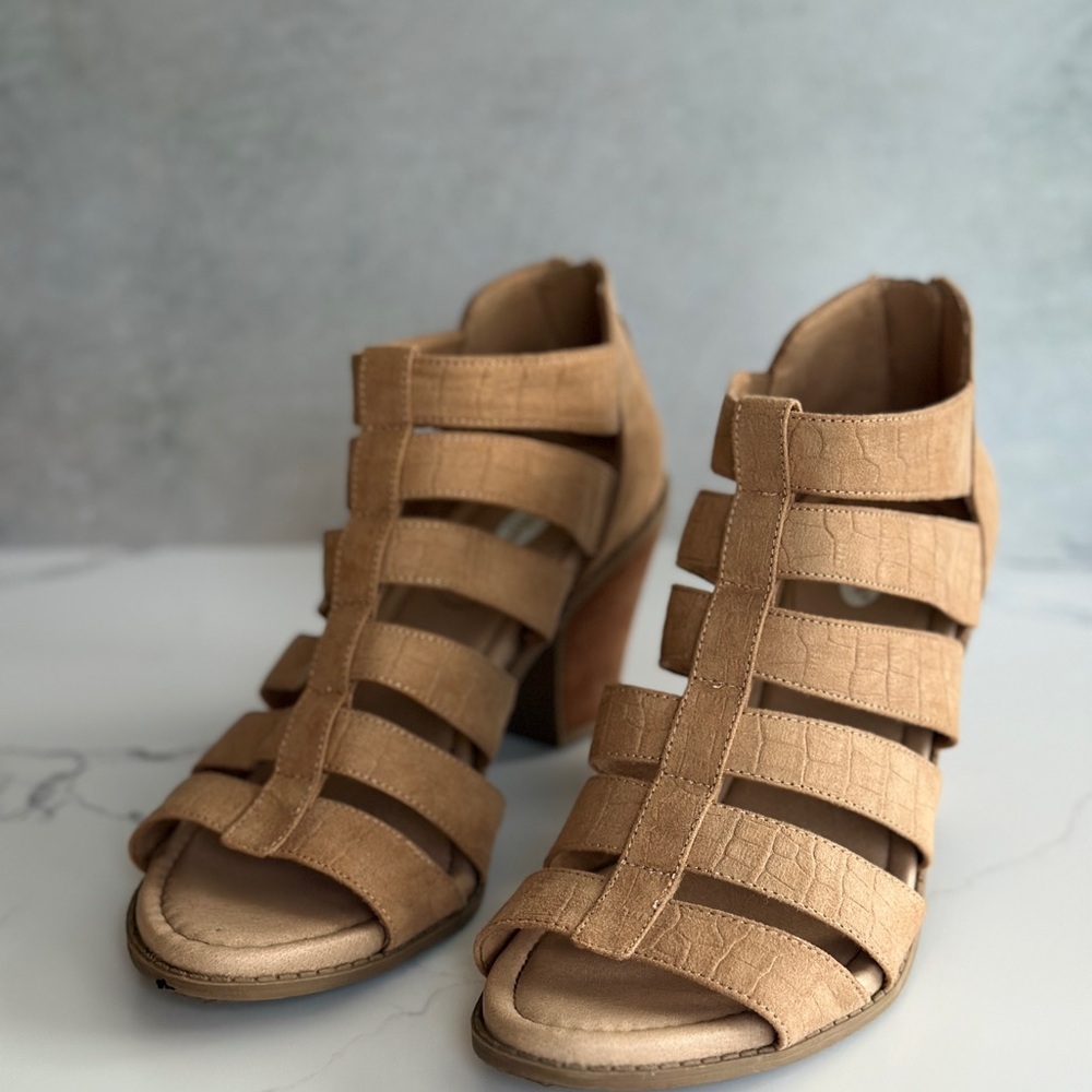 Dr Scholls Tan Strappy Heels